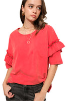 
              Garment Washed Loose Dolmen Top
            