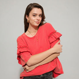 Garment Washed Loose Dolmen Top