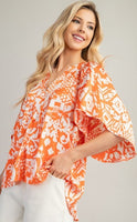 
              Printed Wide Sleeves Blouse
            