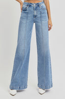 
              Risen High Waist Wide Leg Pintuck Jean
            