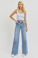 
              Risen High Waist Wide Leg Pintuck Jean
            