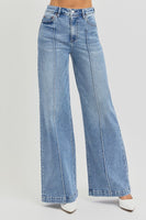 
              Risen High Waist Wide Leg Pintuck Jean
            