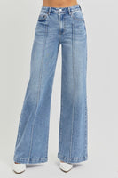 
              Risen High Waist Wide Leg Pintuck Jean
            