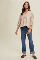 
              Wishlist Striped 3/4th Balloon Sleeve Blouse
            