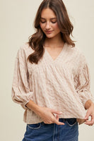 
              Wishlist Striped 3/4th Balloon Sleeve Blouse
            