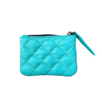 
              Turquoise Quilted & Tooled Leather Coin Pouch
            