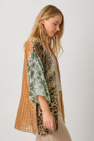 
              Mystree Mixed Print Burn-Out Wrap Kimono
            