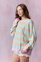 
              Stripe Terry Lettuce Rib Sweatshirt
            