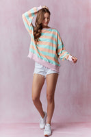 
              Stripe Terry Lettuce Rib Sweatshirt
            