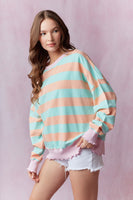 
              Stripe Terry Lettuce Rib Sweatshirt
            