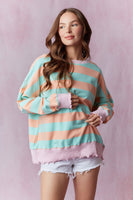 
              Stripe Terry Lettuce Rib Sweatshirt
            