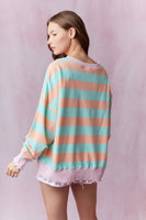 
              Stripe Terry Lettuce Rib Sweatshirt
            