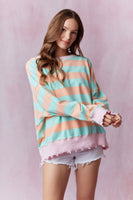 
              Stripe Terry Lettuce Rib Sweatshirt
            