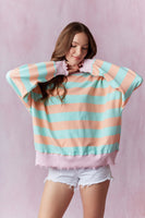 
              Stripe Terry Lettuce Rib Sweatshirt
            