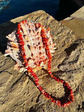 Orange & Red Spiny Nugget Necklace