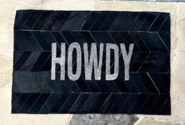 HOWDY Black Cowhide Patchwork Doormat