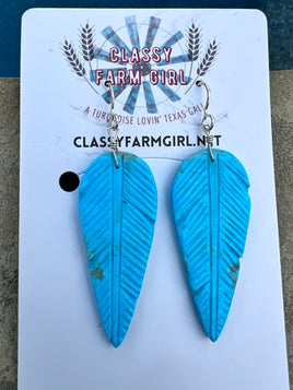 Ronald Chavez Turquoise Feather Slab SS Earrings