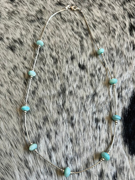 Amazonite & Beaded Liquid Silver Necklace