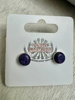 
              Charoite Round Stud Earrings
            