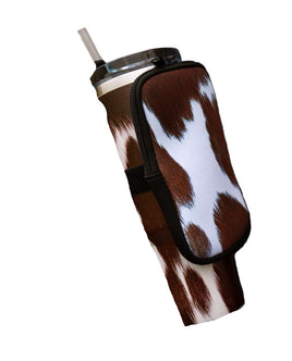 Cowhide Tumbler Zipper Pouch