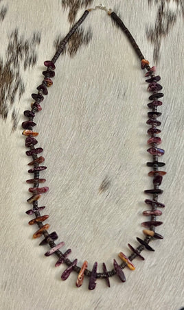 Jeanette Calabaza Purple Spiny Nugget & Heishi Necklace