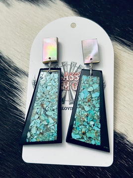 James Crespin Mosaic & Mother of Pearl Slab Earrings