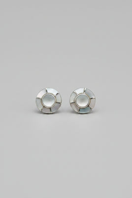 Valerie Banally Mother of Pearl Inlay Stud Earrings