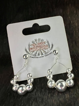 Beaded Hoop Sterling Silver Earrings