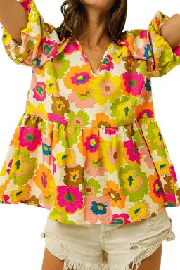 Floral Puff Sleeve Blouse