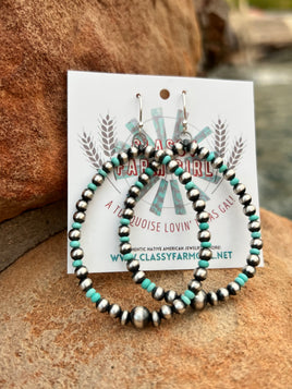 Graduated Pearl & TQ Earrings