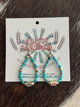 Larry Curley Turquoise Barrell Beaded Earrings