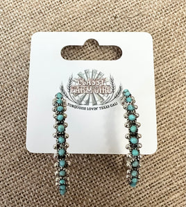 Stephen Halo Turquoise Snake Eye Zuni Hoop Earrings