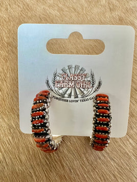 Apple Coral Hoop Earrings