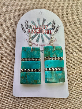 Daniel Coriz Kingman Inlay Slab Earrings