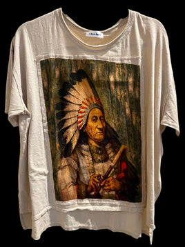 I Love Linen Apache Shaman Distressed Tee