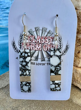 Kenneth Tenorio Inlay White Buffalo Slab Earrings