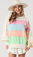 
              Spring Stripes Cut Edge Sweatshirt
            