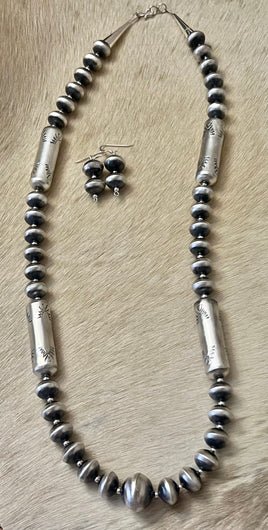 Sharon Cooley Barrel Saucer Bead Necklace & Earrings