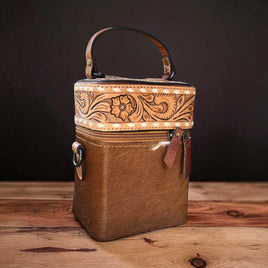 Tooled Leather & Cowhide Crossbody Bag