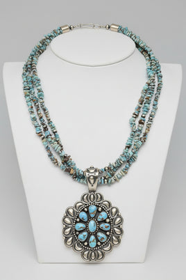 Mark Yazzie 3 Strand Golden Hills Necklace and Pendant