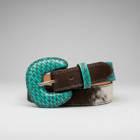 
              Weaved Leather & Cowhide Buckle Handbag Crossbody Strap
            
