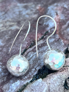 Sterling Silver Bead Hammered Earrings