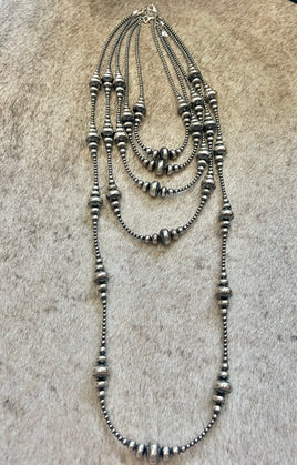 Graduated Large Rondelle & Pearl Necklace
