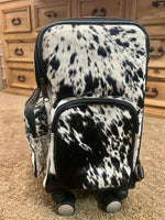 
              Checkered Leather & Cowhide Rolling Backpack
            