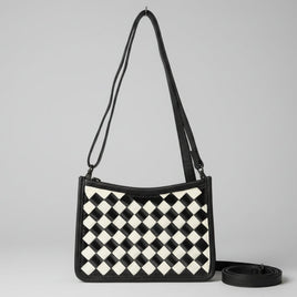 Checker Tooled Leather Shoulder Bag