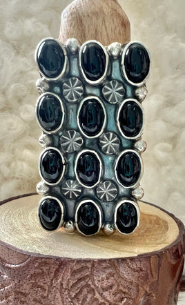 Sheila Becenti Black Onyx Square Cluster Ring