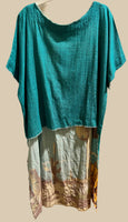 
              I Love Linen Sunrise Cactus Teal Hi-Lo Tunic
            