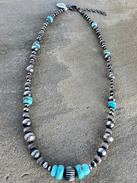 19"-21" Turquoise Graduated Pearl Necklace