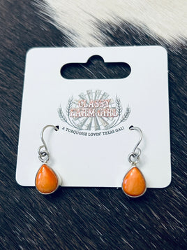 Shirley Henry Orange Spiny Drop Earrings