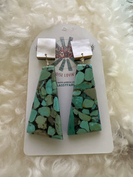 Mosaic & Mother of Pearl Slab Earrings